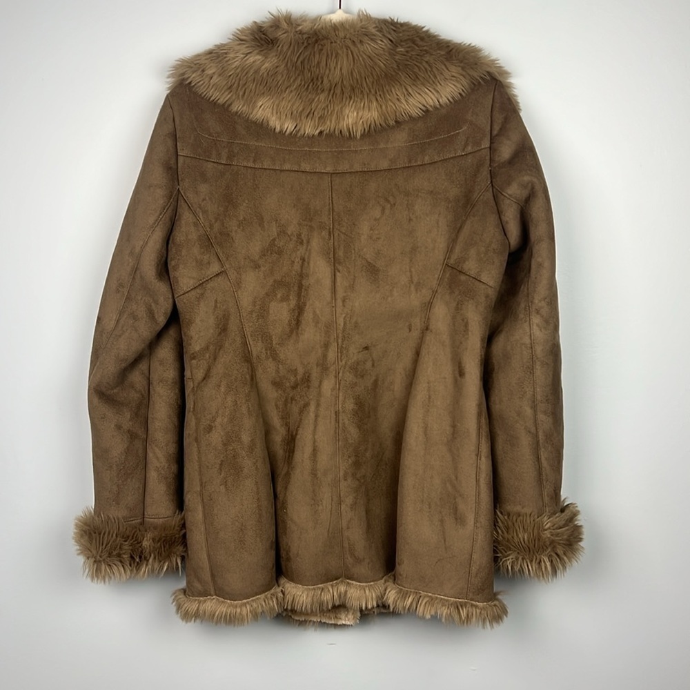 Anne Klein vintage faux fur lined faux suede penny lane style coat size medium - Picture 9 of 12